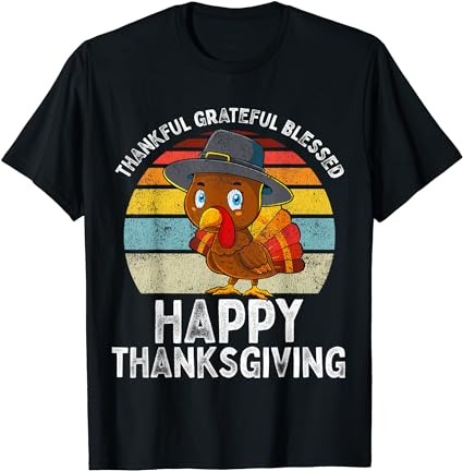 Thankful grateful blessed happy thanksgiving turkey women t-shirt