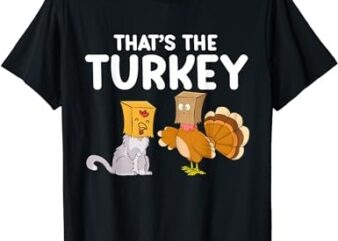 Thanksgiving Cat Fake Cat Meow Funny Thanksgiving Turkey T-Shirt