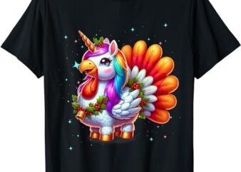 Thanksgiving Cute Unicorn Turkey Tee for Girls Kids Toddler T-Shirt PNG File