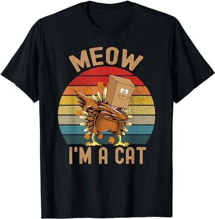 Thanksgiving funny turkey fake cat purrkey for adults & kids t-shirt
