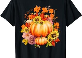Thanksgiving Pumpkin Sunflower Fall Autumn Holiday T-Shirt