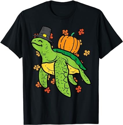 Thanksgiving sea turtle cute tortoise fall men women kids t-shirt