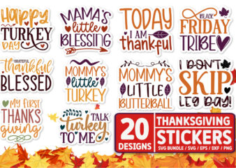 Thanksgiving Stickers SVG Bundle t shirt designs for sale