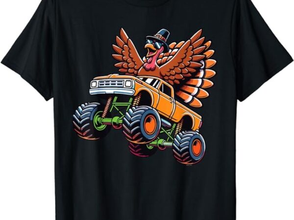 Thanksgiving turkey riding monster truck toddler boys kids t-shirt png file