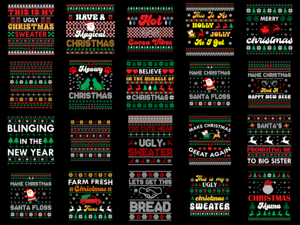 19 ugly xmas shirt designs bundle for commercial use, ugly xmas t-shirt, ugly xmas png file, ugly xmas digital file, ugly xmas gift