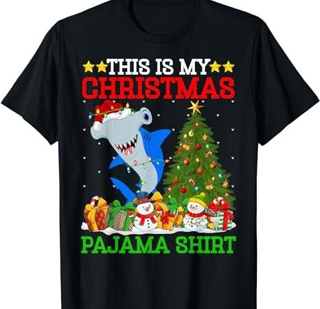 This is my christmas pajamas hammerhead shark christmas tree t-shirt
