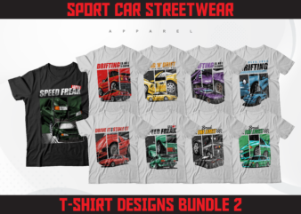 Sport Car Streetwear Designs Bundle 2 | Streetwear Designs | JDM Designs | Graphics Shirt | Sport Car Sublimation | DTF | DTG