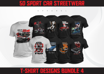 Sport Car T-Shirt Designs Bundle 4 | Sport Car Poster Designs | JDM Designs | T-Shirt Pod Designs | Sport Car Streetwear Designs | Dtg | Dtf