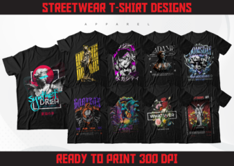 Urban Streetwear Designs | Anime T-Shirt Designs | Streetwear Designs Bundle | Street Culture Designs | Graphics Shirt | DTF | DTG