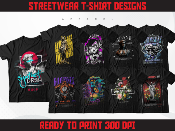 Urban streetwear designs | anime t-shirt designs | streetwear designs bundle | street culture designs | graphics shirt | dtf | dtg