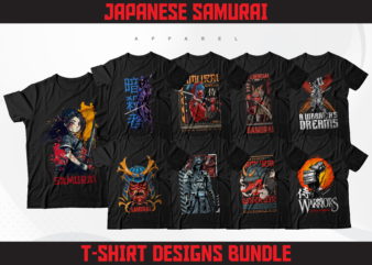 72 japanese samurai t-shirt designs bundle | japanese streetwear designs | t-shirt designs bundle | japanese urban ninja designs | dtf | dtg