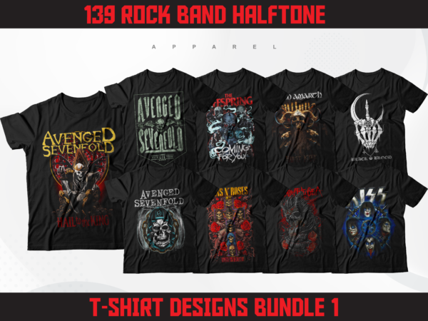 139 Rock Band Halftone T-Shirt Designs | Rock Metal Band Designs | Classic Rock  Band Designs | PNG T-Shirt Designs Bundle | DTF | DTG - Buy t-shirt designs