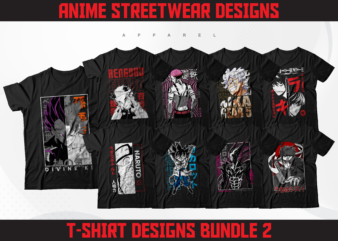 246 anime design bundle collection | t-shirt pod designs | streetwear t-shirt design bundle | dtg | dtf and sublimation print