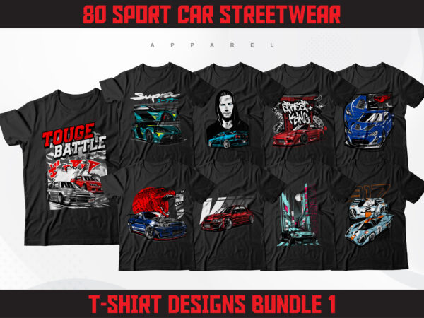 Sport car t-shirt designs bundle 1 | sport car poster designs | shirts design | t-shirt pod design | sport car streetwear design | dtf | dtg