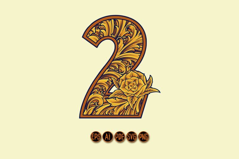 Timeless number two vintage flourish monogram emblem