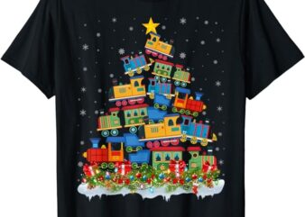 Train Lover Xmas Tree Santa Christmas Train T-Shirt