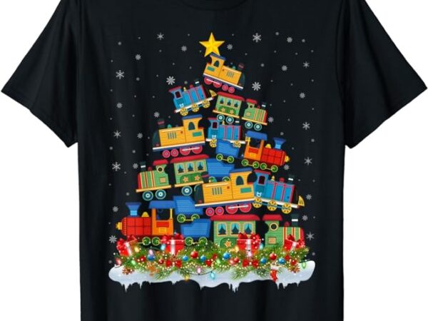Train lover xmas tree santa christmas train t-shirt Train lover xmas tree santa christmas train t-shirt