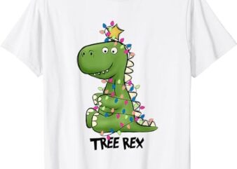 Tree Rex Dinosaur Christmas Costume Xmas Tree Light Boys T-Shirt