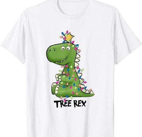 Tree rex dinosaur christmas costume xmas tree light boys t-shirt