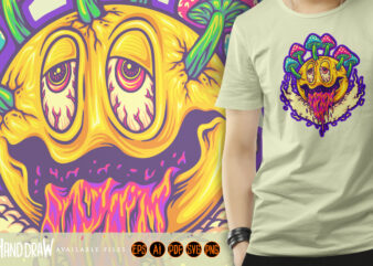 Tripping smiley emoticons psychedelic mushrooms t shirt designs for sale