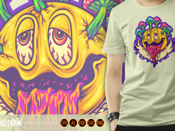 Tripping smiley emoticons psychedelic mushrooms t shirt designs for sale