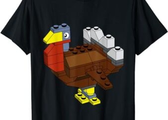 Tukey Thanksgiving Master Builder Block Brick Building Kids T-Shirt