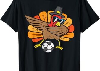 Turkey Dab Soccer Football Thanksgiving Dance Boys Girls T-Shirt