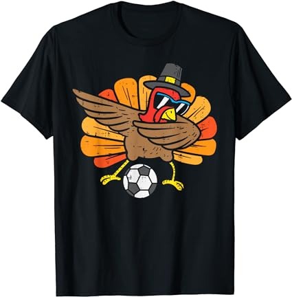 Turkey dab soccer football thanksgiving dance boys girls t-shirt