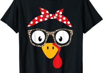 Turkey woman or girl with leopard glasses for thanksgiving T-Shirt