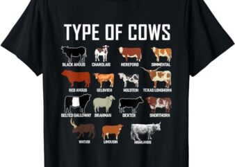 Types Of Cows Shirt Farmer Tee Shirt Costume Cow T-Shirt