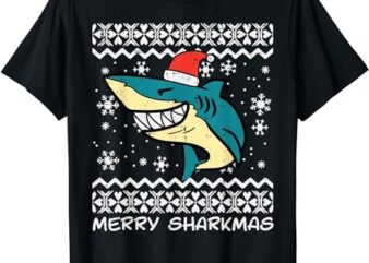 Ugly Christmas Shark Merry Sharkmas Funny Men Women Kids T-Shirt