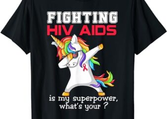 Unicorn Fighting HIV AIDS Awareness T-Shirt