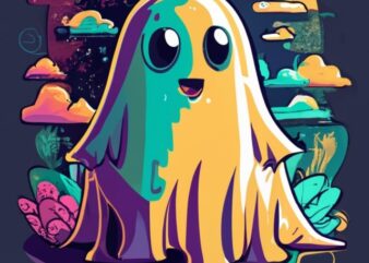 t shirt design of a minimal ghost character masterpiece PNG File