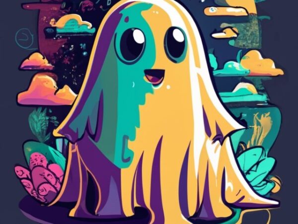 T shirt design of a minimal ghost character masterpiece png file