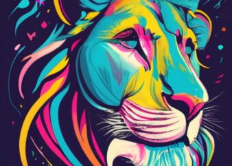 t shirt design of a minimal lion character masterpiece PNG File