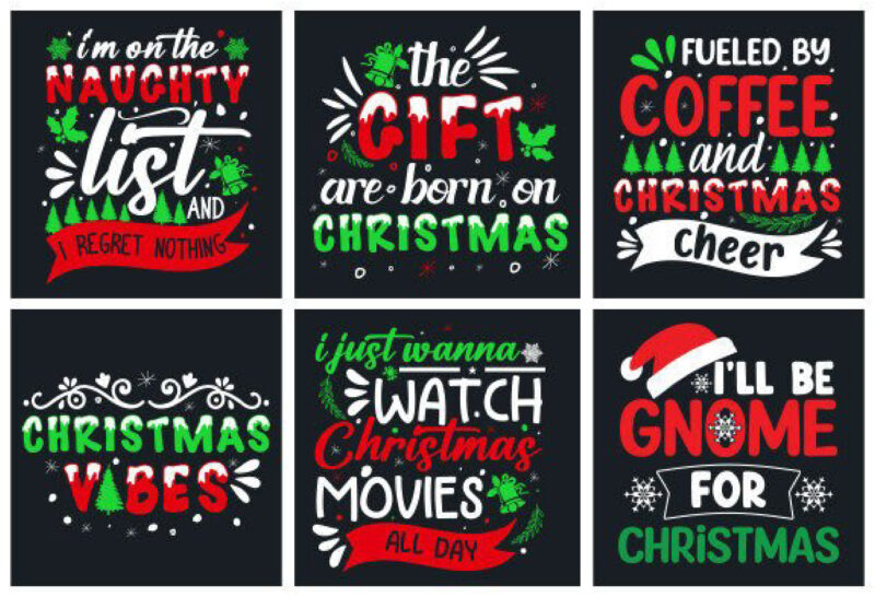 Christmas T Shirt Typography Vector