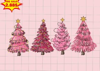 Merry Christmas Pink Tree Svg, Pink Christmas Svg, Pink Winter Svg, Pink Santa Svg, Pink Santa Claus Svg, Christmas Svg t shirt designs for sale