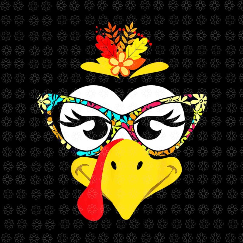 Turkey Face Colorful Floral Sunglasses Png, Funny Thanksgiving Png, Turkey Face, Thanksgiving Day Png