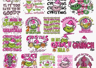 18 Pink Grinch Christmas Bundle, Grinch Bundle Png, Pink Christmas Bundle, Pink Grinch Bundle