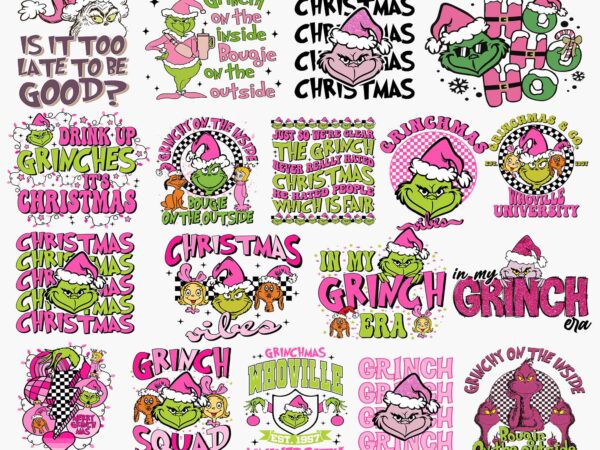 18 pink grinch christmas bundle, grinch bundle png, pink christmas bundle, pink grinch bundle