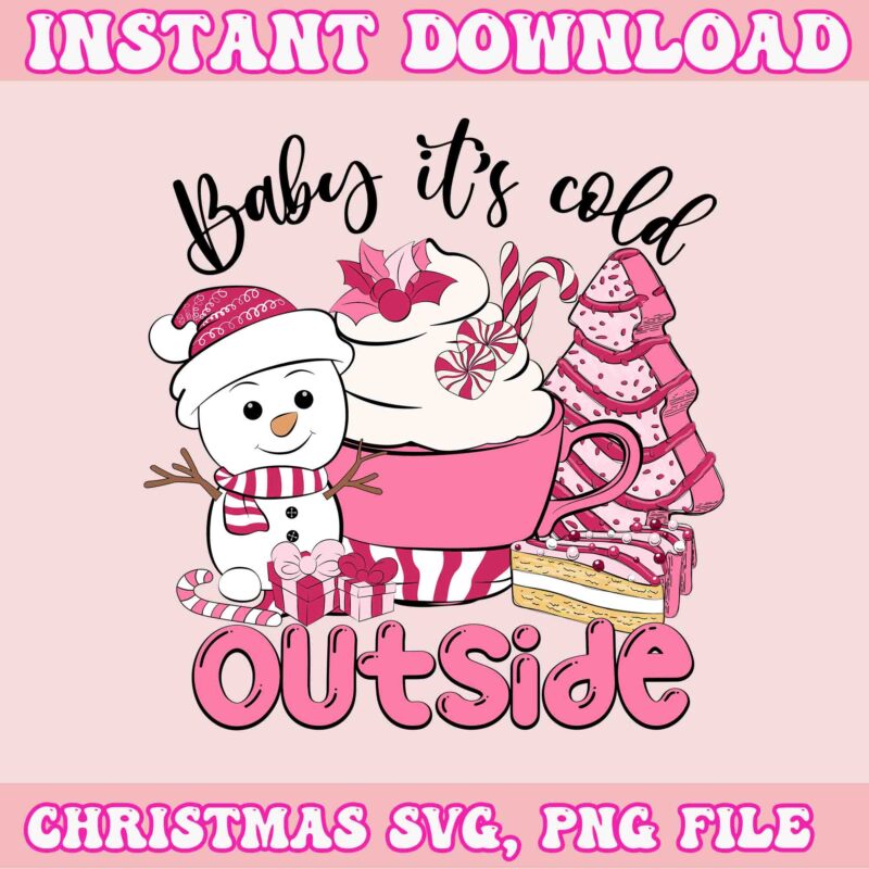 Baby It’s Cold Outside Svg, Pink Christmas Svg, Pink Winter Svg, Pink Santa Svg, Christmas Vibes, Pink Santa Claus Svg