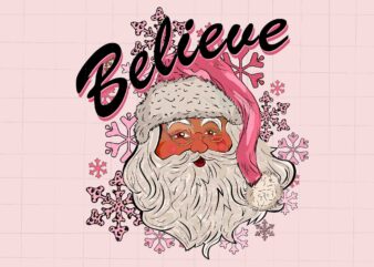 Santa Believe Svg, Pink Christmas Svg, Pink Winter Svg, Pink Santa Svg, Christmas Vibes, Pink Santa Claus Svg, Pink Cake Svg, Pink Tree Svg