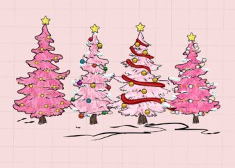 Pink Tree Svg, Pink Christmas Svg, Pink Winter Svg, Pink Santa Svg, Christmas Vibes, Pink Santa Claus Svg, Pink Cake Svg, Pink Tree Svg t shirt illustration