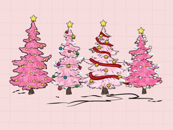 Pink tree svg, pink christmas svg, pink winter svg, pink santa svg, christmas vibes, pink santa claus svg, pink cake svg, pink tree svg t shirt illustration