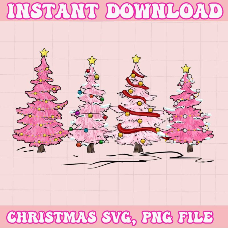 Pink Tree Svg, Pink Christmas Svg, Pink Winter Svg, Pink Santa Svg, Christmas Vibes, Pink Santa Claus Svg, Pink Cake Svg, Pink Tree Svg