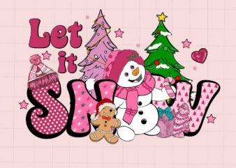 Let It Snow Pink Svg, Pink Christmas Svg, Pink Winter Svg, Pink Santa Svg, Christmas Vibes, Pink Santa Claus Svg, Pink Cake Svg