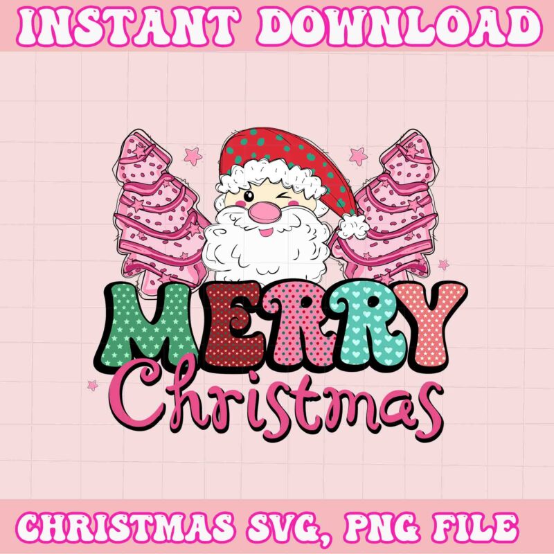 Merry Christmas Santa Svg, Pink Christmas Svg, Pink Winter Svg, Pink Santa Svg, Christmas Vibes, Pink Santa Claus Svg, Pink Cake Svg