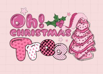 Pink Oh Christmas Tree Cake Merry Christmas Svg, Pink Christmas Svg, Pink Winter Svg, Pink Santa Svg, Christmas Vibes, Pink Santa Claus Svg, t shirt illustration