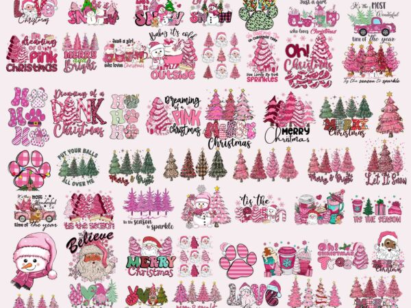 50 pink christmas bundle, pink christmas svg, pink winter clipart, pink santa svg, christmas vibes, pink santa claus svg, tis the season
