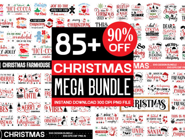 Christmas t-shirt design bundle | 85 designs ,farmhouse christmas svg, farmhouse christmas bundle svg, bundle 40 designs vintage christmas